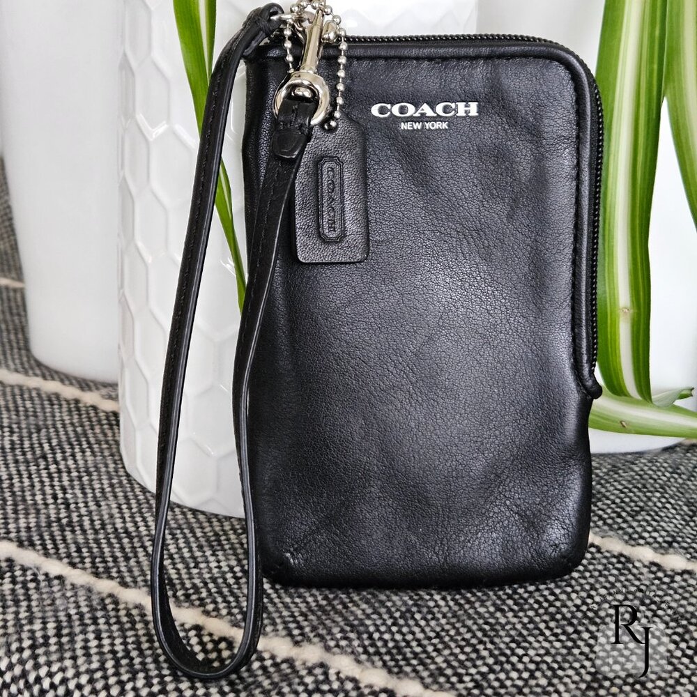 Coach Legacy Cellphone Wristlet – Black Leather